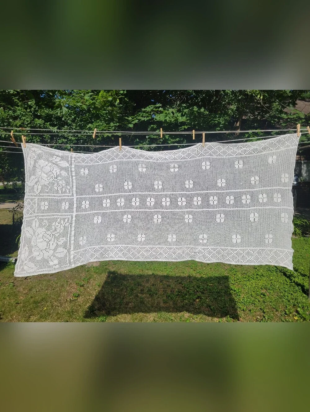 Vintage Crochet Table Cloth Runner Lot Doily Shabby Chic Ivory White Floral Set